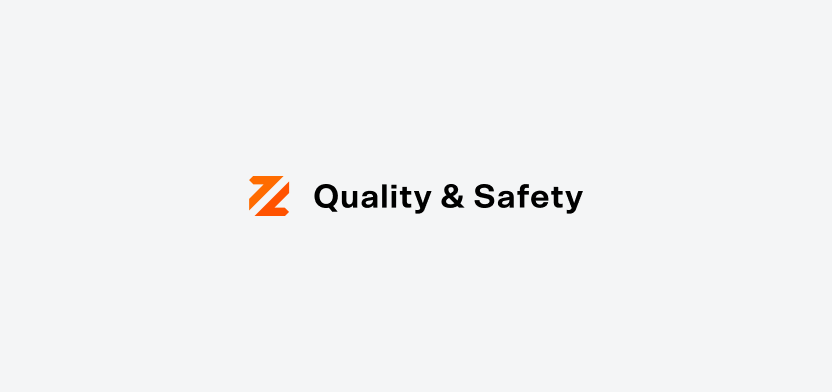 Quality & Safety horizontal logo on a light gray background